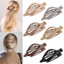 Flat Hair Clip 6 pcs Lay Down Claw Clips Hair Accessories for Women -Brown