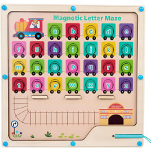 Wooden ABC Letter Words Matching Puzzle Learning Maze Toy - Montessori Educational Magnetic Wooden Puzzle Board Toy Word Games for Preschool Kids