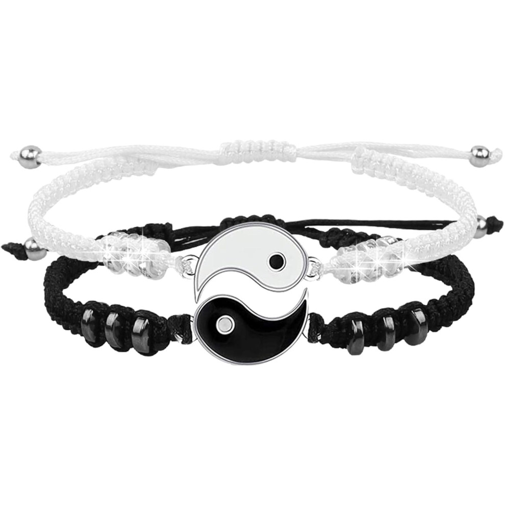 Photos - Bracelet Best Friend  for 2 Matching Yin Yang Adjustable Cord Bracelet for Bff Friendship Relationship Boyfriend Girlfriend