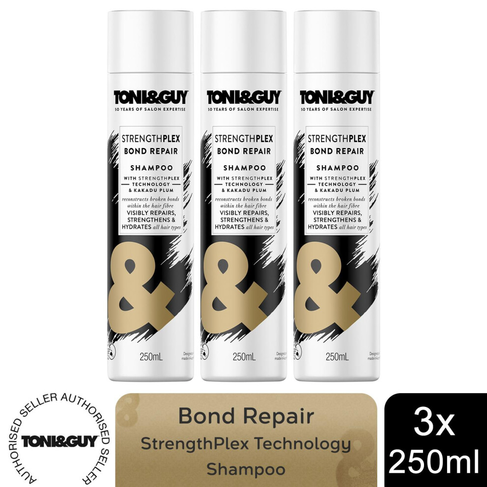 Toni & Guy Bond Repair Shampoo with StrengthPlex Technology 250ml, 3 Pack