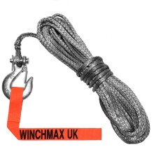 WINCHMAX Dyneema Synthetic Winch Rope 15m x 5mm with 1/4 inch Clevis Hook
