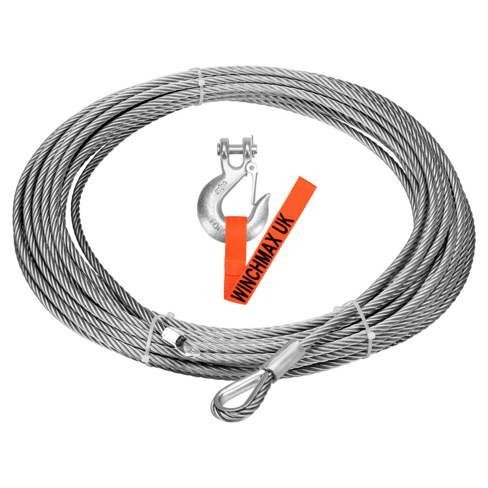 WINCHMAX Winch Cable Wire Rope 26m x 9.5mm with3/8 inch Clevis Hook. Suitable for winches up to 13,500lb