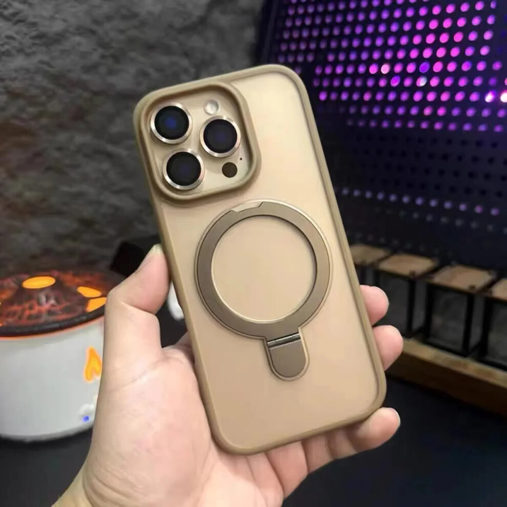(Desert Gold, iPhone 16pro) Metal Ring Case iPhone 16 Pro Max/Pro+ Free Gift
