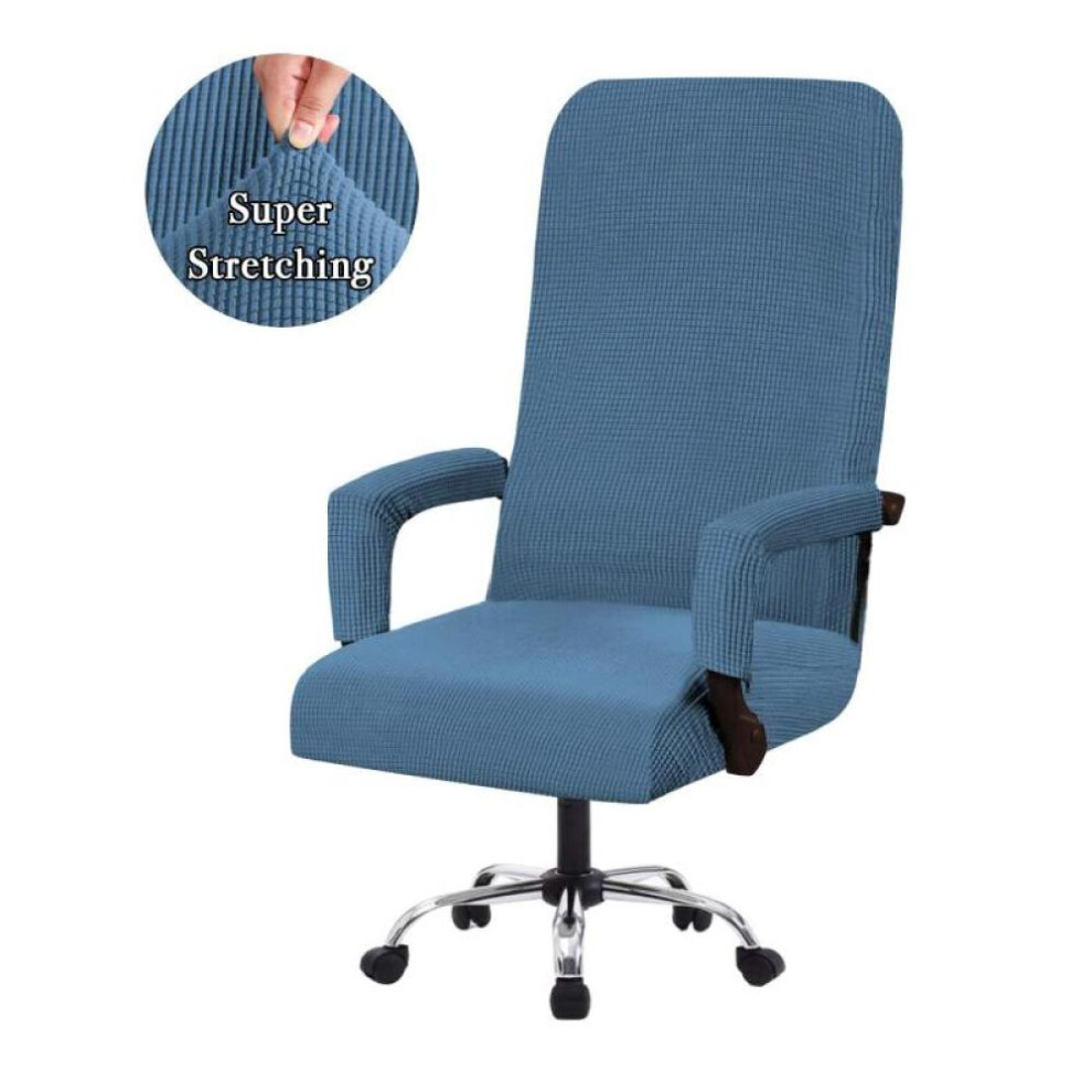 (denim blue, L) Elastic Office Lift Computer Chair Cover Modern Anti-dirty Boss Rotating Chair Seat Case Removable Thickened With Armrest Covers