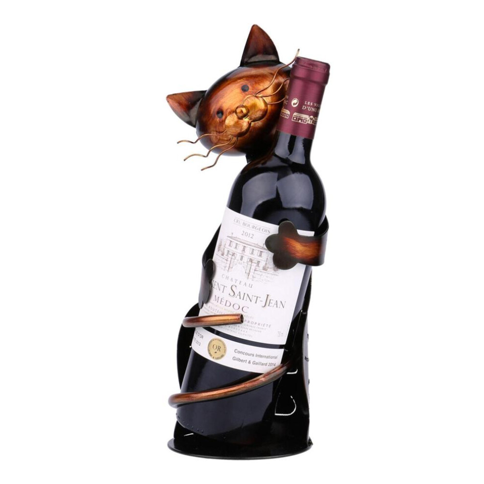 Andoer Cat Shaped Wine Holder Wine Shelf Metal Sculpture Practical Sculpture Home Decoration Interior Decoration Crafts