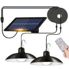 (1pc) Solar Pendant Lights Double Head Solar Shed Lights 60LED IP65 Waterproof Outdoor Solar Lights Indoor With Remote Auto On/Off, For Garden Courtyard