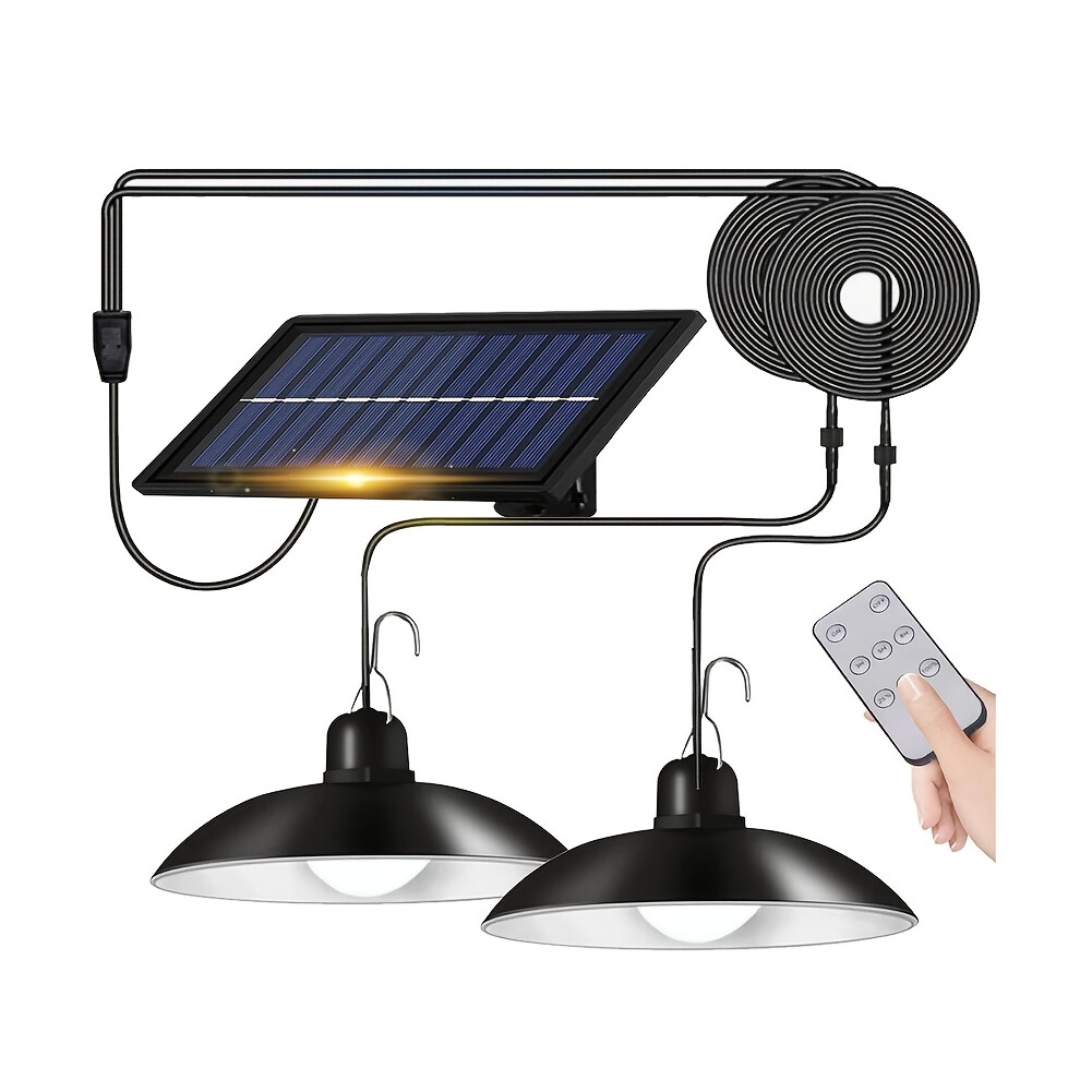Photos - Floodlight / Street Light  Solar Pendant Lights Double Head Solar Shed Lights 60LED IP65 Waterproof Outdoor Solar Lights Indoor With Remote Auto(1pc)