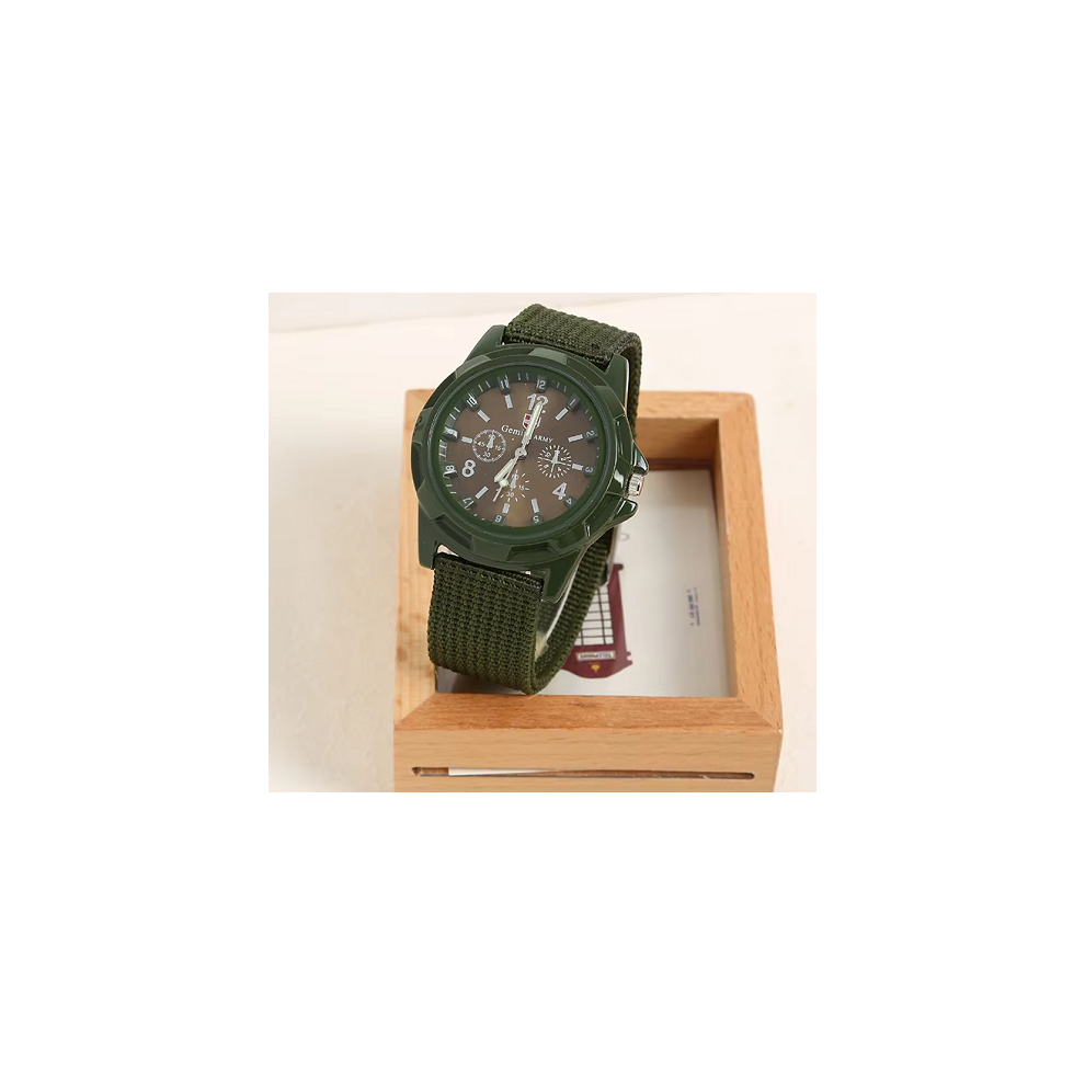 (Green) Men's Watch Soft Nylon Wrist  Strap fashion  gift