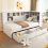 90*190cm, Single Bed-3ft with Trundle & Bookcase&USB, White 1