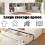 90*190cm, Single Bed-3ft with Trundle & Bookcase&USB, White 3