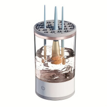 (Transparent Color, Plug-in) USB-Powered Makeup Brush Cleaner - Easy Plug-In, Electric Washing & Drying Machine for Bedroom/Living Room