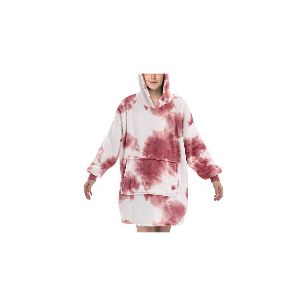 Pink Tie-dye Sherpa Oversized Hoodie Blanket