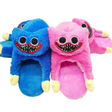 (Rose Red) Kids Poppy Playtime Huggy Wuggy Novelty Soft Plush Slipper Winter Warm Slip On Cosplay Shoes Christmas Gift