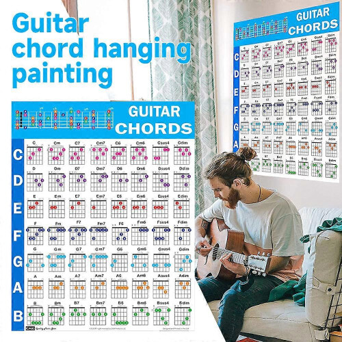 (40*60cm) Acoustic Guitar Practice Chord Scale Chart Course Guitar Music Lessons Classroom Educational Reference Guide