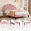 (Pink) 4ft6 Double Upholstered Velvet Bed Frame 6