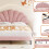 (Pink) 4ft6 Double Upholstered Velvet Bed Frame 7