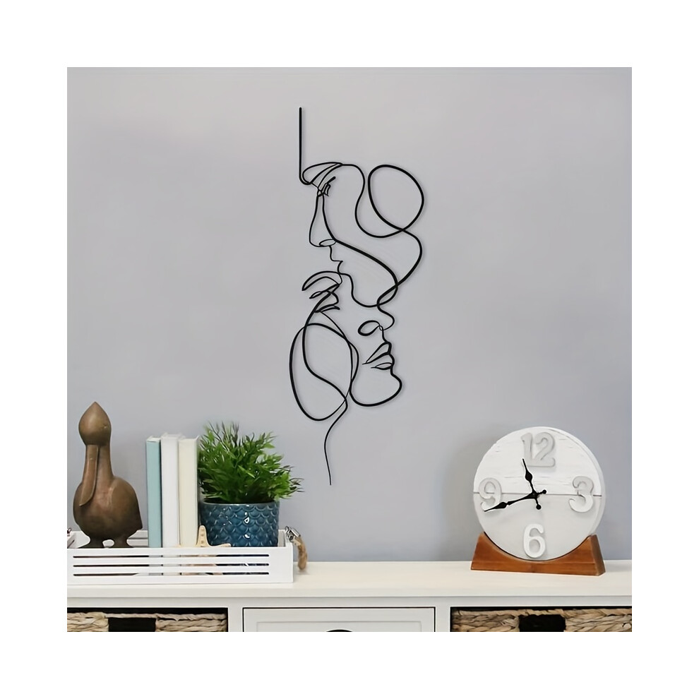 (40X16cm) Modern Metal Wall Art - Simple Face Line Abstract Iron Sculpture-image-OPC-PFW622W-NEW