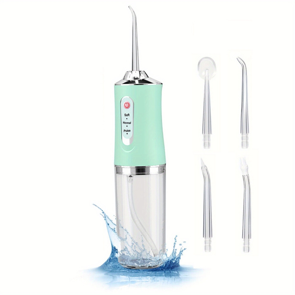 Topsrjyl (Green) [Popular Choice] Famorial 4-In-1 Cordless Water Flosser - Usb Rechargeable, Portable Oral Irrigator With 4 Jet Tips For Deep Cleaning & Fresh