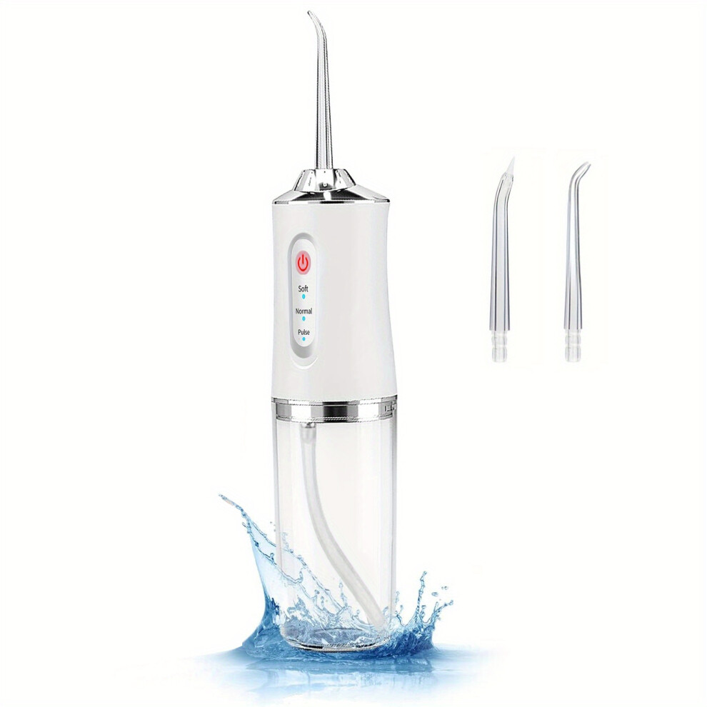 Topsrjyl (White-2 Jet Tips) [Popular Choice] Famorial 4-In-1 Cordless Water Flosser - Usb Rechargeable, Portable Oral Irrigator With 4 Jet Tips For Deep Cleani