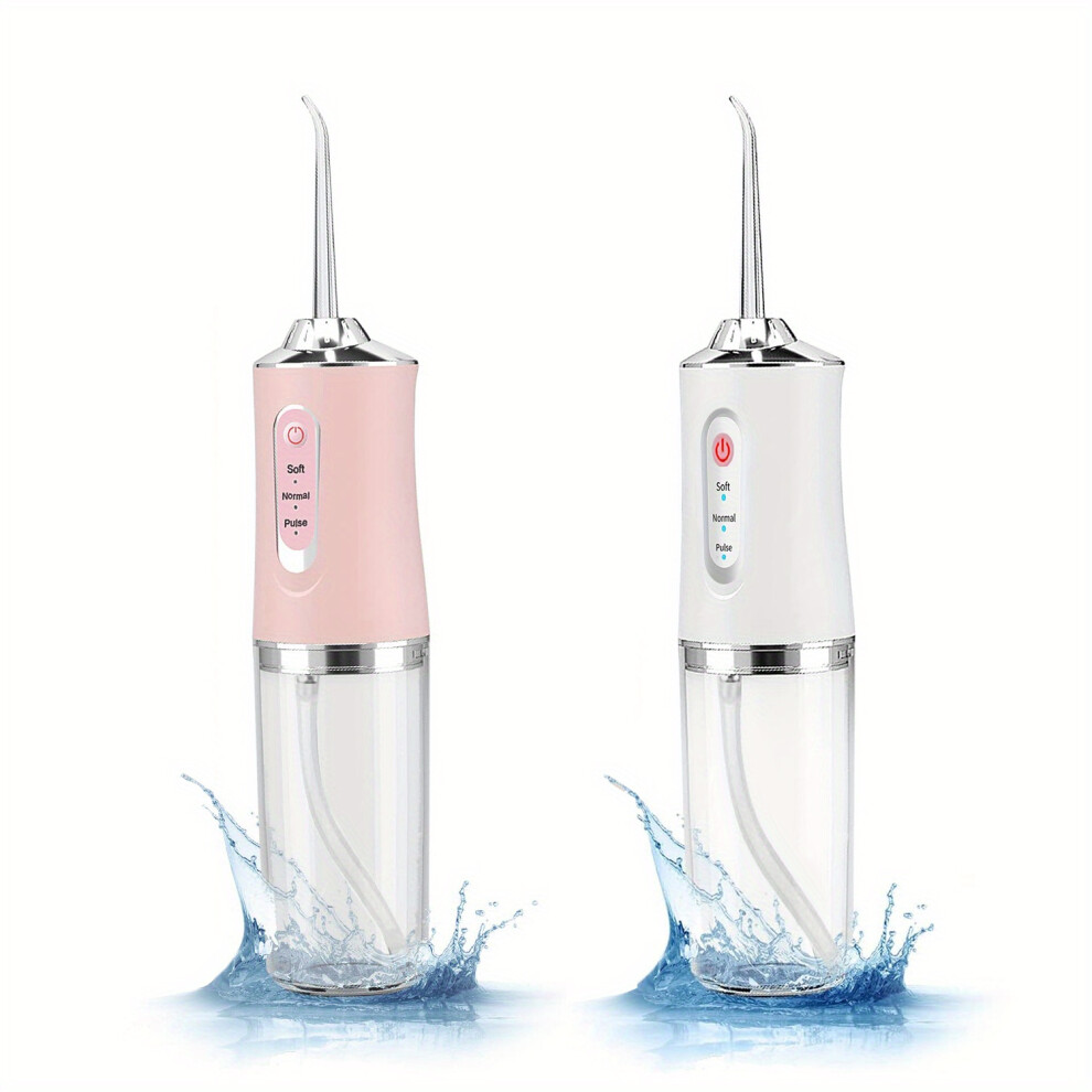 Topsrjyl (White&Pink) [Popular Choice] Famorial 4-In-1 Cordless Water Flosser - Usb Rechargeable, Portable Oral Irrigator With 4 Jet Tips For Deep Cleaning & F