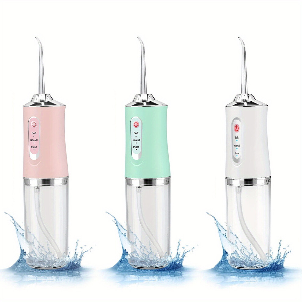Topsrjyl (White&Pink&Green) [Popular Choice] Famorial 4-In-1 Cordless Water Flosser - Usb Rechargeable, Portable Oral Irrigator With 4 Jet Tips For Deep Cleani