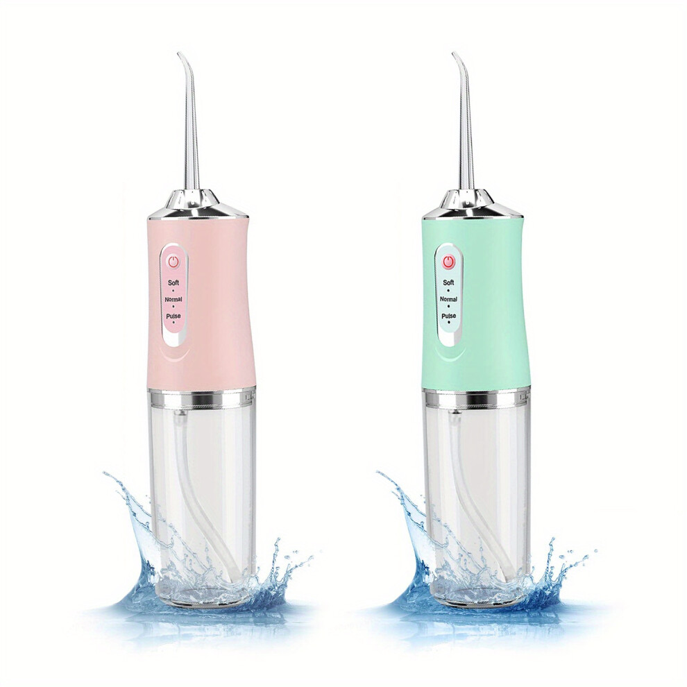 Topsrjyl (Pink&Green) [Popular Choice] Famorial 4-In-1 Cordless Water Flosser - Usb Rechargeable, Portable Oral Irrigator With 4 Jet Tips For Deep Cleaning & F