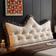 (Pearl White, 180x60cm) Fashionable Velvet Backrest Pillow with Ruffles - Soft Large Sofa Bed Cushion
