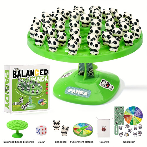 (Interactive table game for two) Panda balancing game toy, multiplayer, green plastic, creative tabletop game