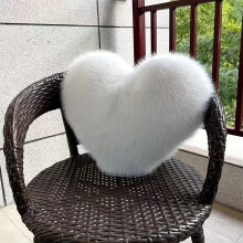(Pure White, 40*50cm) Art Deco Faux Fur Heart-Shaped Throw Pillow 40x50cm, Soft Plush Non-Shedding Cushion