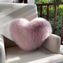(Soft Pink, 40*50cm) Art Deco Faux Fur Heart-Shaped Throw Pillow 40x50cm, Soft Plush Non-Shedding Cushion