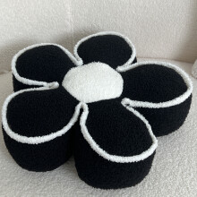 (Black) Chic Geometric Flower Throw Pillow - Soft, Washable Polyester Cushion for Bed & Sofa Decor