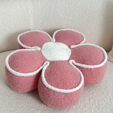 (Pink) Chic Geometric Flower Throw Pillow - Soft, Washable Polyester Cushion for Bed & Sofa Decor