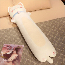 (Bell Cat Strip - White, 70cm) Living Accent, Maksut Cute Cat-Shaped Long Pillow - Soft, Washable Polyester
