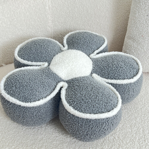 (grey) Chic Geometric Flower Throw Pillow - Soft, Washable Polyester Cushion for Bed & Sofa Decor