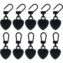 10pcszipper Pull Replacement, Detachable Metal Zipper Pull Kit Heart Shaped Zipper Pulls For Coats Backpacks Jackets Pants Jeans Suitcase Purses Handb