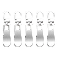 (Silver, Wavy) 5pcs Zipper Pull Replacement Metal Zipper Mend Fixer Zipper Tab Rep () #calu