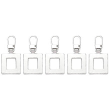 (Silver, Square) 5pcs Zipper Pull Replacement Metal Zipper Mend Fixer Zipper Tab Rep () #calu