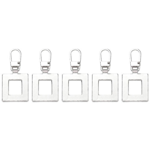 (Silver, Square) 5pcs Zipper Pull Replacement Metal Zipper Mend Fixer Zipper Tab Rep () #calu