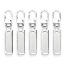 (Silver, Strip type) 5pcs Zipper Pull Replacement Metal Zipper Mend Fixer Zipper Tab Rep () #calu