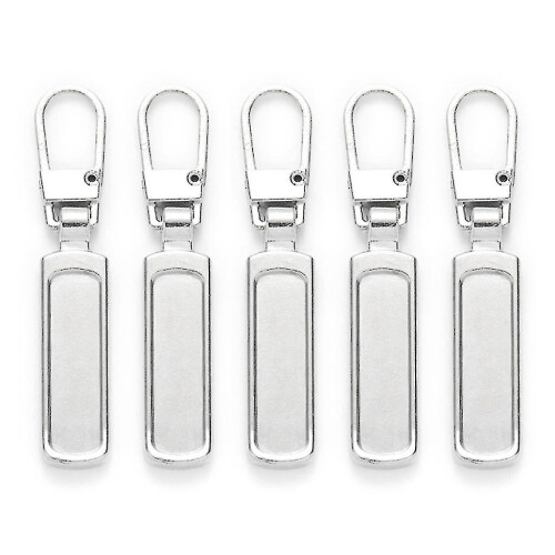 (Silver, Strip type) 5pcs Zipper Pull Replacement Metal Zipper Mend Fixer Zipper Tab Rep () #calu