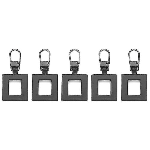 (Black, Square) 5pcs Zipper Pull Replacement Metal Zipper Mend Fixer Zipper Tab Rep () #calu