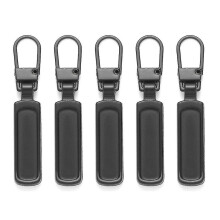 (Black, Strip type) 5pcs Zipper Pull Replacement Metal Zipper Mend Fixer Zipper Tab Rep () #calu