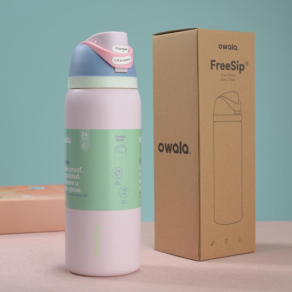 (Light pink) Owala Cup Vacuum Flasks & Thermoses Water Bottle Drinkware Thermo Tumbler Stainless Steel Thermal Mug Original Cold Hot Coffee