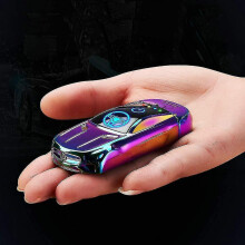 (Colorful) Double Arc Electric Lighter Usb Rechargeable Lighter With Fingerprint Sensor Sport Car Shape  [pb]