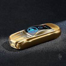 (Golden) Double Arc Electric Lighter Usb Rechargeable Lighter With Fingerprint Sensor Sport Car Shape  [pb]