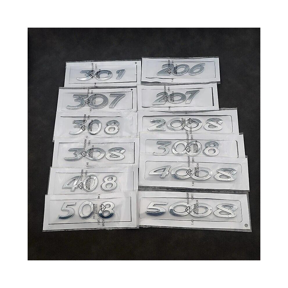 (, 3008) 3D Abs Car Rear Tail Trunk Decal Emblem Badge Sticker For Peugeot 206 207 301 307 308 408 508 2008 3008 4008 5008 Accessories Silver 8795863361413