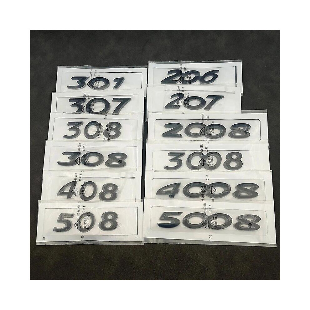 (, 4008) 3D Abs Car Rear Tail Trunk Decal Emblem Badge Sticker For Peugeot 206 207 301 307 308 408 508 2008 3008 4008 5008 Accessories Black 8795863361604