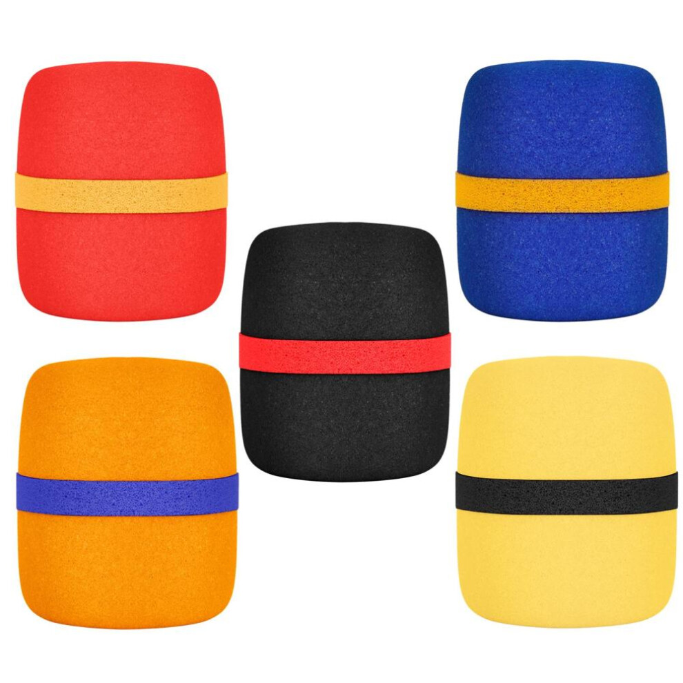 (multicolor) 5 Pack Thick Foam Mic Cover Handheld Microphone Windscreen Colorful Microphone Sponge Cover For Karaoke Dj Stage Performance