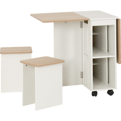 Seconique Stowaway Dining Set Oak Effect/White, Seymore With 4 Stools 1