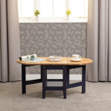 (Navy Blue/Distressed Waxed Pine) Santos Drop Leaf Coffee Tables Waxed Pine
